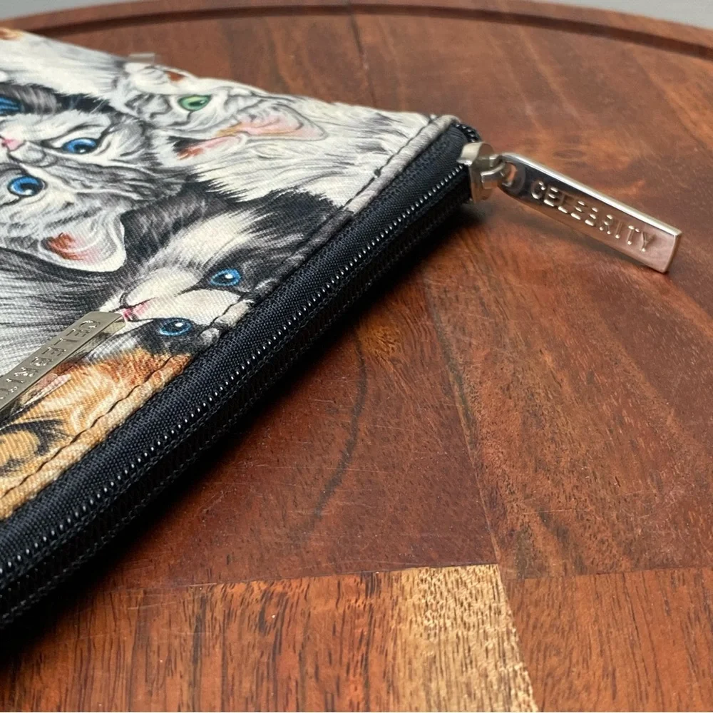 Cat Print Double Sided Makeup Accessories Bag